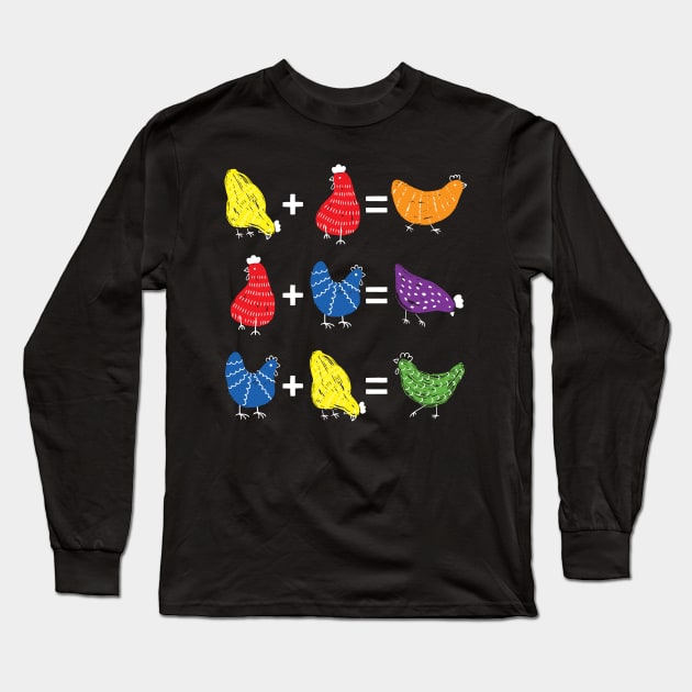 Chicken Themed Color Theory for Art Teacher Artist Long Sleeve T-Shirt by August Design